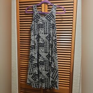 Always A.Line black and white pattern tank dress Petite Medium